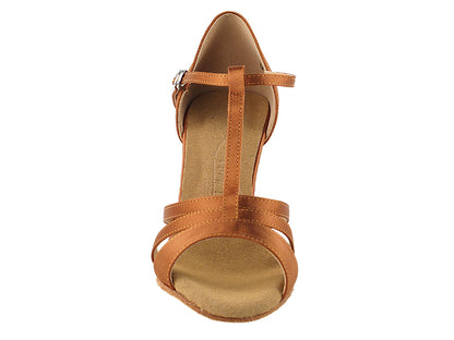 SERA1683 Dark Tan Satin with 3&quot; heel in the photo