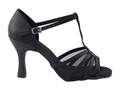 SERA1692 Black Leather &amp; Black Mesh with 3&quot; heel in the photo