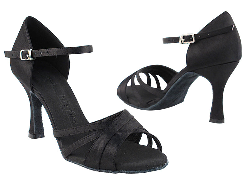 SERA6030 Black Satin with 3&quot; heel in the photo