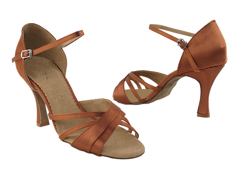 SERA6030 Dark Tan Satin with 3&quot; heel in the photo