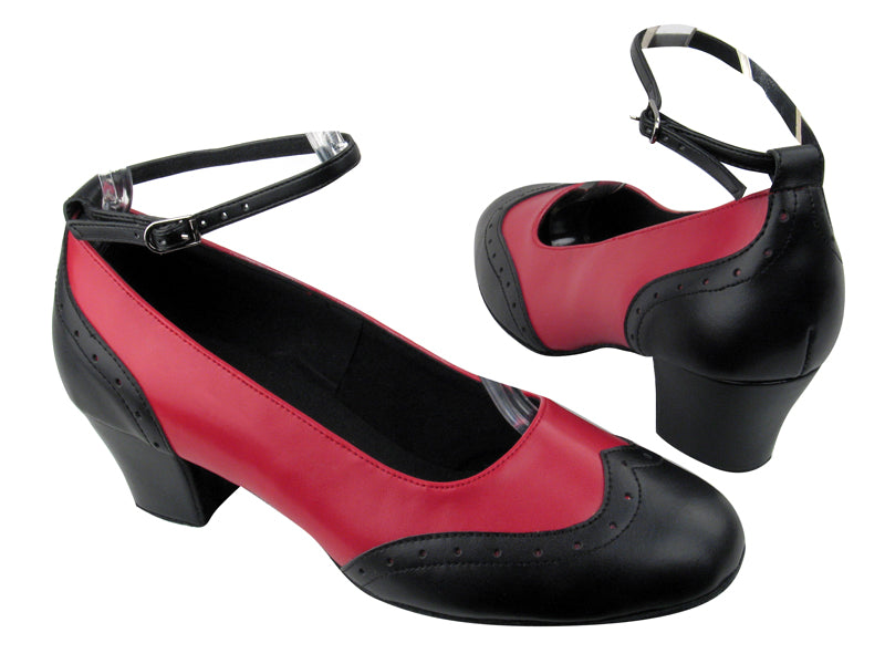 Swing001 BB1 Black Leather_BB10 Red Leather with 1.6&quot; Medium heel in the photo