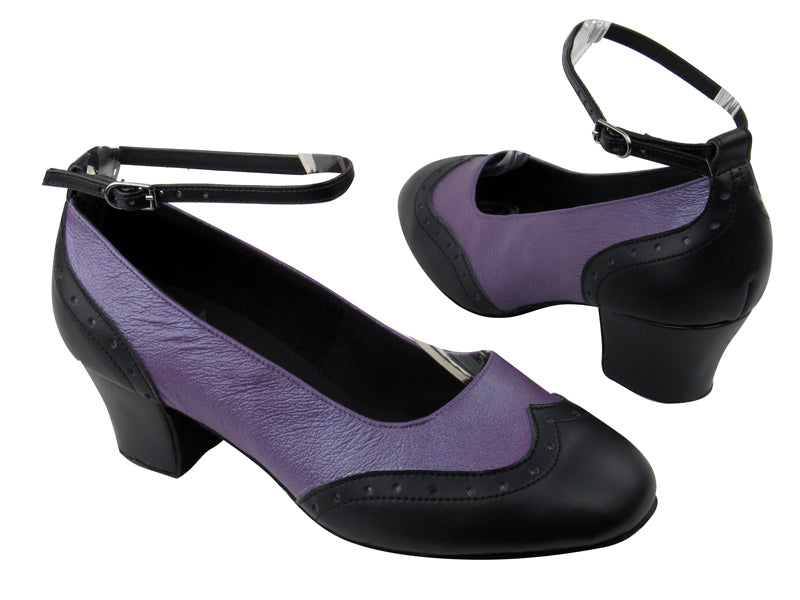 Swing001 BB1 Black Leather_BC14 Light Purple Light Leather with 1.6&quot; Medium heel in the photo