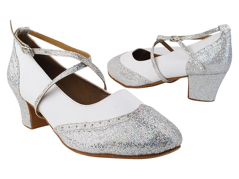 Swing001C 053 Silver Scale_F_B_S_White Leather_M with 1.6&quot; Heel (NJ) in the photo