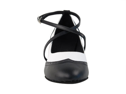 Swing001 Black &amp; White Leather with 1.6&quot; medium heel in the photo