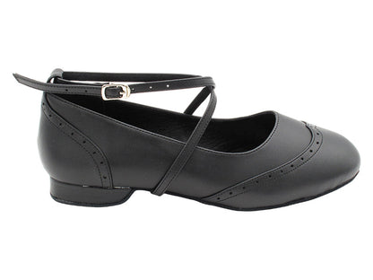 Swing002 Black Leather with 0.5 INCH FLAT HEEL (EVA) in the photo