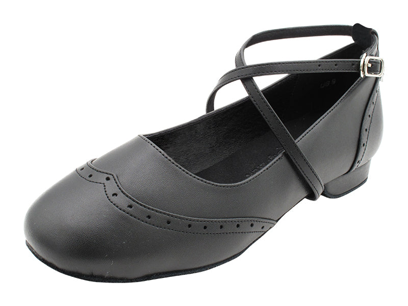 Swing002 Black Leather with 0.5 INCH FLAT HEEL (EVA) in the photo