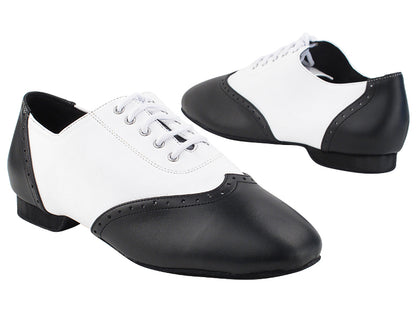 Swing003 Black Leather &amp; White Leather with 0.5 inch EVA Heel in the photo