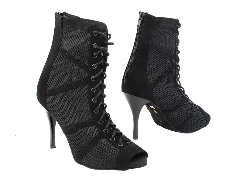 VFBoot Latin 3302 Black Nubcuk &amp; Black Knit Mesh with 3.5&quot; Stiletto Black Heel (TG1) in the photo