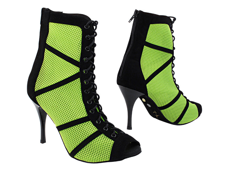 VFBoot Latin 3302 Black Nubcuk &amp; Green Knit Mesh with 3.5&quot; Stiletto Black Heel (TG1) in the photo