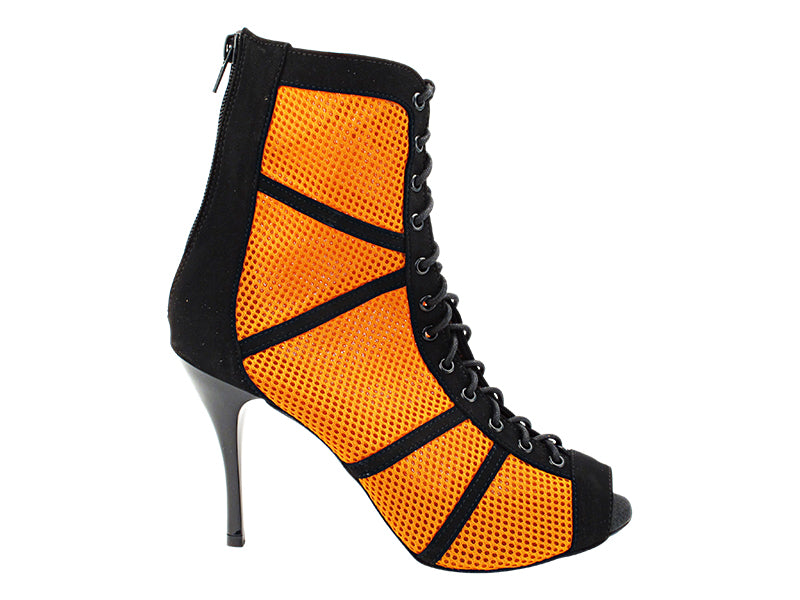 VFBoot Latin 3302 Black Nubuck &amp; Orange Knit Mesh with 3.5&quot; Stiletto Black Heel (TG1) in the photo