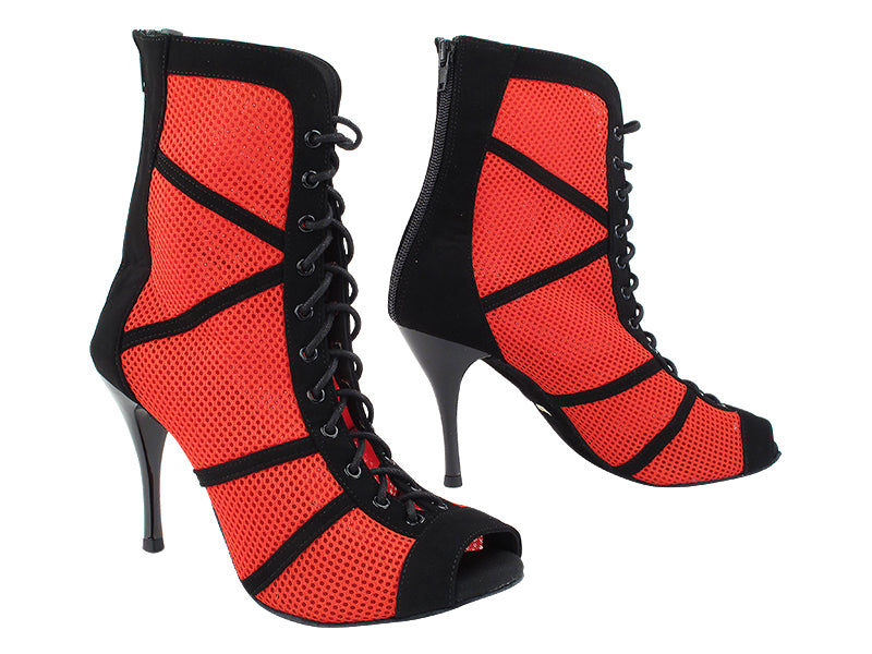 VFBoot Latin 3302 Black Suede &amp; Red Knit Mesh with 3.5&quot; Stiletto Black Heel (TG1) in the photo