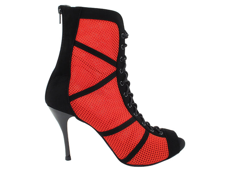 VFBoot Latin 3302 Black Suede &amp; Red Knit Mesh with 3.5&quot; Stiletto Black Heel (TG1) in the photo