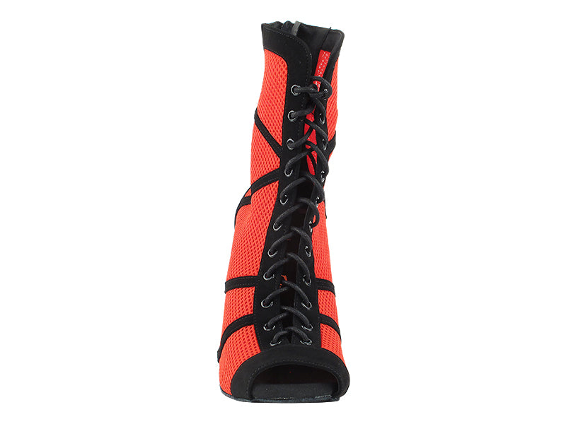 VFBoot Latin 3302 Black Suede &amp; Red Knit Mesh with 3.5&quot; Stiletto Black Heel (TG1) in the photo