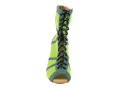 VFBoot Latin 3302 Green Suede &amp; Green Knit Mesh with 3.5&quot; Stiletto Gold Heel (TG1) in the photo