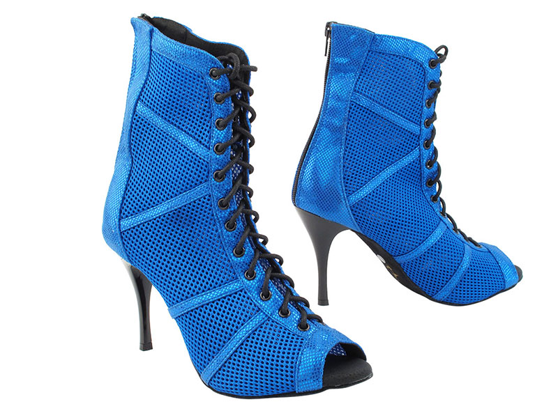 VFBoot Latin 3302 Illusion Blue Velvet &amp; Blue Knit Mesh with 3.5&quot; Stiletto Black Heel (TG1) in the photo