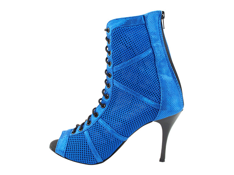 VFBoot Latin 3302 Illusion Blue Velvet &amp; Blue Knit Mesh with 3.5&quot; Stiletto Black Heel (TG1) in the photo