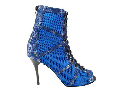 VFBoot Latin 3302 Pine Blue Velvet &amp; Blue Knit Mesh with 3.5&quot; Stiletto Black Heel (TG1) in the photo