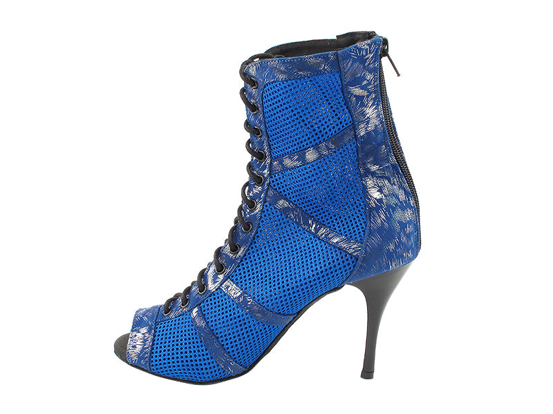 VFBoot Latin 3302 Pine Blue Velvet &amp; Blue Knit Mesh with 3.5&quot; Stiletto Black Heel (TG1) in the photo