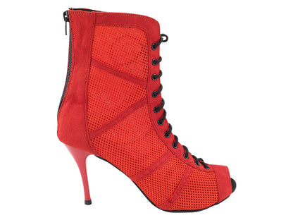 VFBoot Latin 3302 Red Suede &amp; Red Knit Mesh with 3.5&quot; Stiletto Red Heel (TG1) in the photo