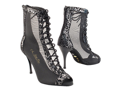 VFBoot Latin 3305 Black Leopard &amp; Black Mesh with 3.5&quot; Stiletto Black Heel (TG1) in the photo