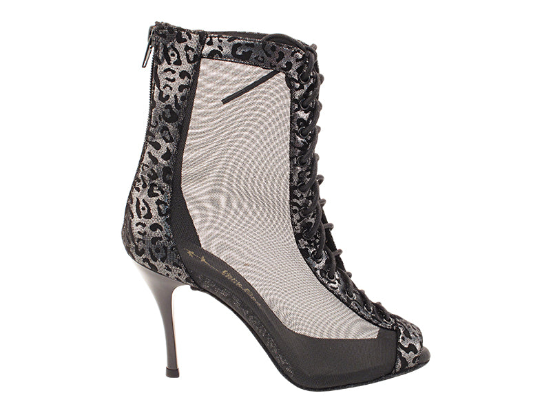 VFBoot Latin 3305 Black Leopard &amp; Black Mesh with 3.5&quot; Stiletto Black Heel (TG1) in the photo