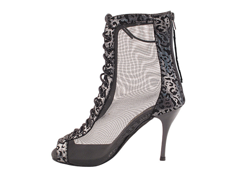 VFBoot Latin 3305 Black Leopard &amp; Black Mesh with 3.5&quot; Stiletto Black Heel (TG1) in the photo