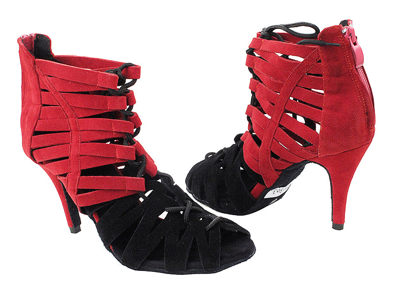 VFBoot Latin 3903 Black Suede &amp; Red Suede with 3&quot; Stiletto Heel (428) in the photo