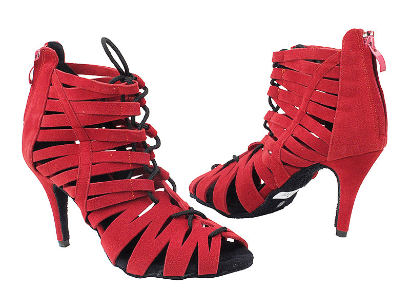 VFBoot Latin 3903 Red Suede with 3&quot; Stiletto Heel (428) in the photo