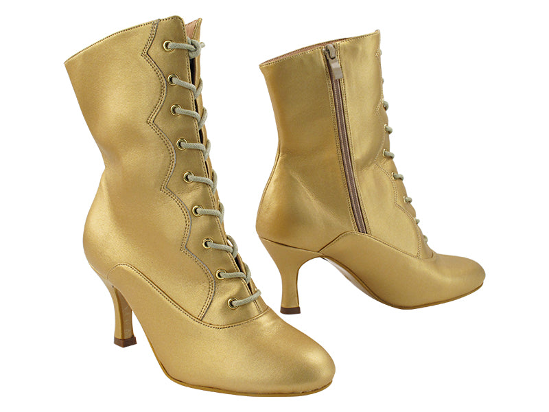 VFBoot NVSCCanCan Matte Gold Leather with 2.75&quot; Flare Heel (YPG/11006) in the photo