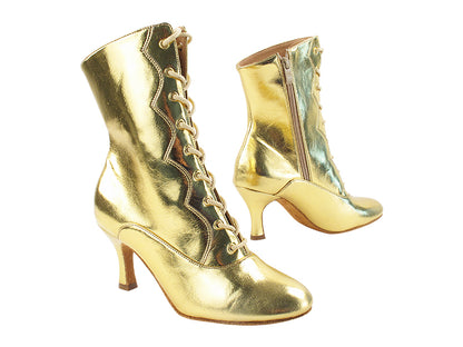 VFBoot NVSCCanCan Shinny Gold Leather with 2.75&quot; Flare Heel (YPG/11006) in the photo