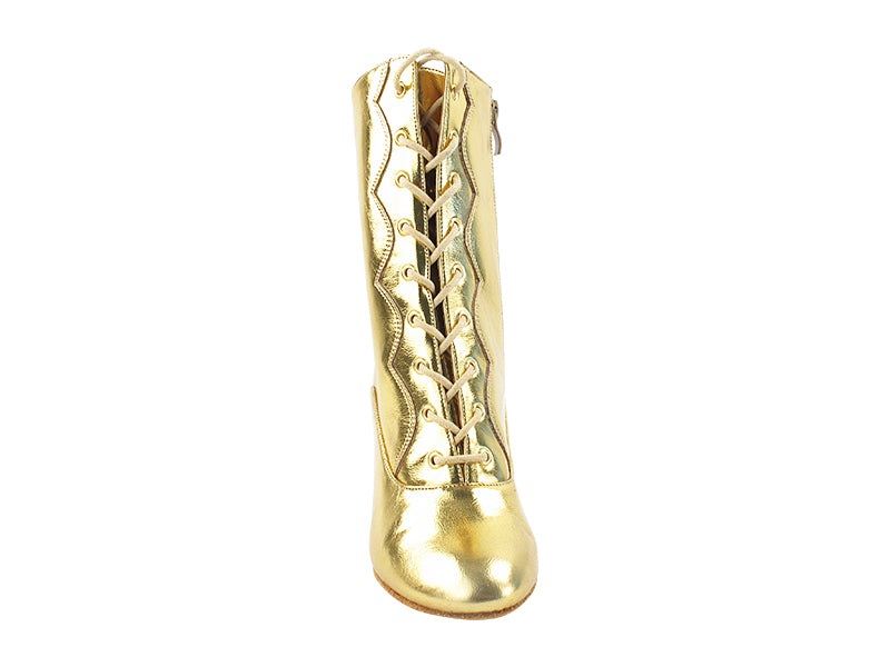 VFBoot NVSCCanCan Shinny Gold Leather with 2.75&quot; Flare Heel (YPG/11006) in the photo