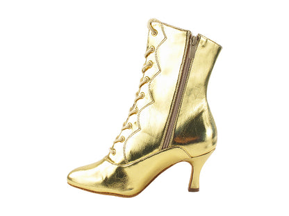 VFBoot NVSCCanCan Shinny Gold Leather with 2.75&quot; Flare Heel (YPG/11006) in the photo