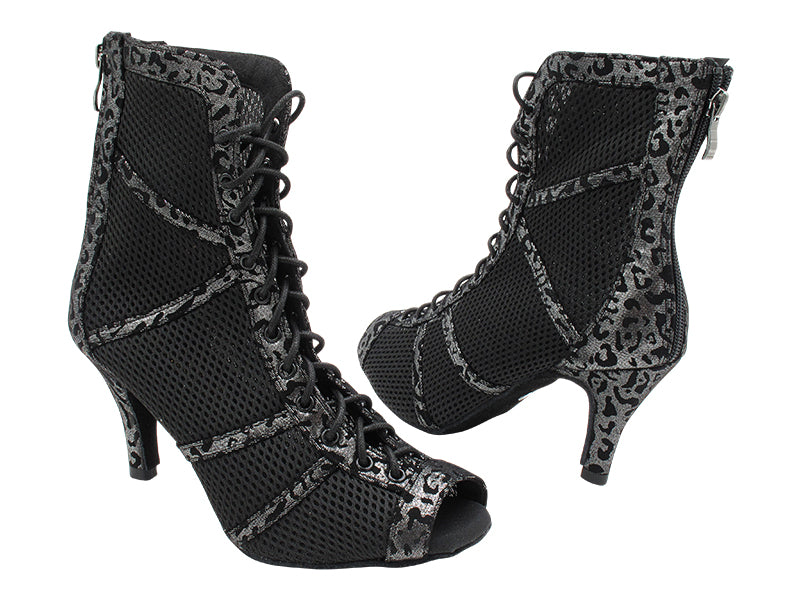 VFBoot Latin 3302 Black Velvet Leopard_Black Knit Mesh with 2.75&quot; STILETTO HEEL (385) in the photo