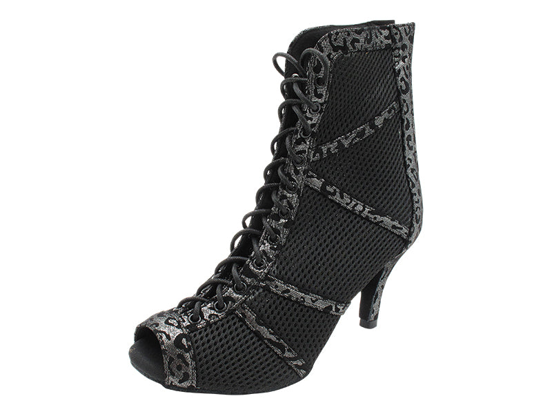VFBoot Latin 3302 Black Velvet Leopard_Black Knit Mesh with 2.75&quot; STILETTO HEEL (385) in the photo