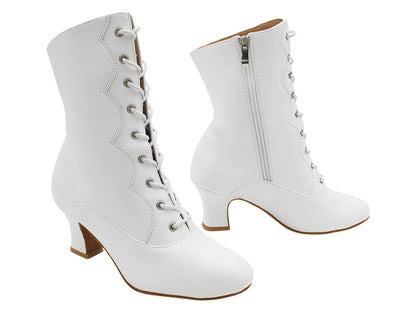 VFBoot NVSCCanCan White Leather with 2.2&quot; Thick Heel (318) in the photo