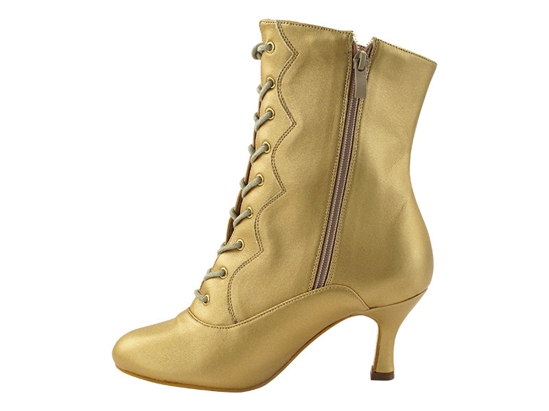 VFBoot NVSCCanCan Matte Gold Leather with 2.75&quot; Flare Heel (YPG/11006) in the photo