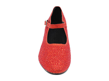 VFCharacter 001CC Red Glitter Satin with 2.3" Thick Cuban Heel in the photo