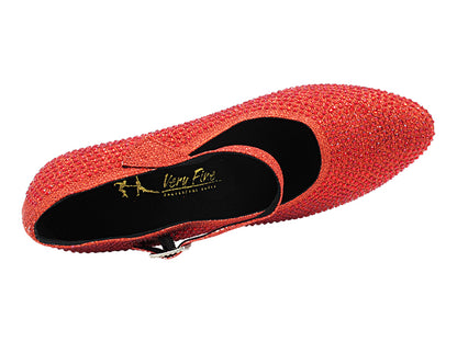 VFCharacter 001CC Red Glitter Satin with 2.3" Thick Cuban Heel in the photo