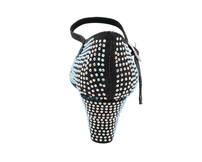 VFCharacter 001CC Black Glitter Satin with 2.3" Thick Cuban Heel in the photo