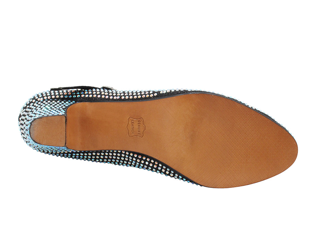 VFCharacter 001CC Black Glitter Satin with 2.3" Thick Cuban Heel in the photo