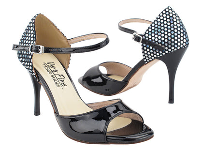 VFTango 001 Black Patent &amp; Silver Polka Dot with 3.5&quot; Stiletto Black Heel (TG1) in the photo