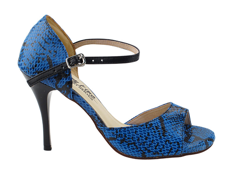 VFTango 001 Blue &amp; Black Snake with 3.5&quot; Stiletto Black Heel (TG1) in the photo