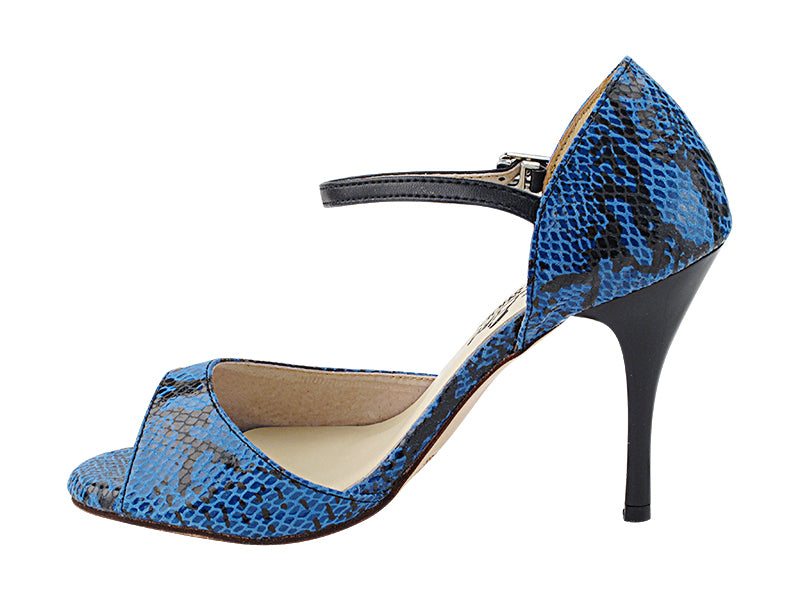 VFTango 001 Blue &amp; Black Snake with 3.5&quot; Stiletto Black Heel (TG1) in the photo