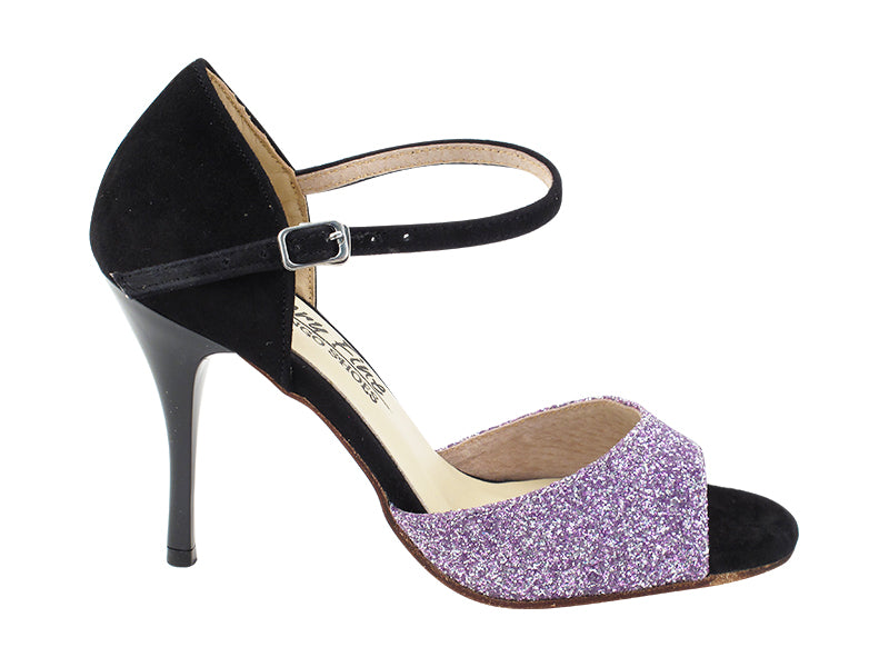 VFTango 001 Lavender Stardust &amp; Black Suede with 3.5&quot; Stiletto Black Heel (TG1) in the photo