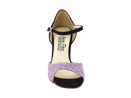 VFTango 001 Lavender Stardust &amp; Black Suede with 3.5&quot; Stiletto Black Heel (TG1) in the photo