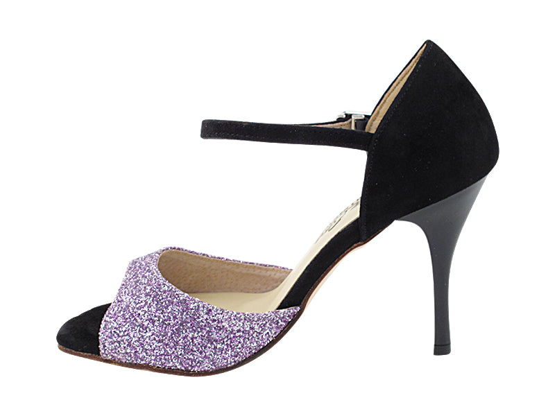 VFTango 001 Lavender Stardust &amp; Black Suede with 3.5&quot; Stiletto Black Heel (TG1) in the photo