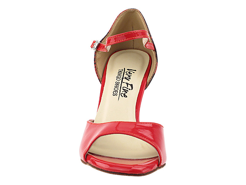 VFTango 001 Red Patent &amp; Red Snake with 2.95&quot; Slim Red Plated Heel (030) in the photo