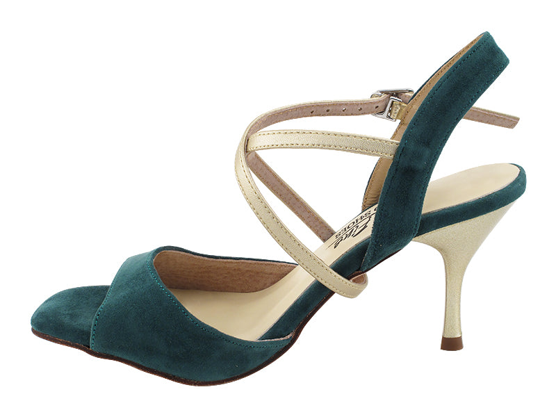 VFTango 009 Green Suede with 2.95&quot; Slim Gold Heel (030) in the photo