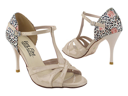 VFTango 028 Beige Patent Leather &amp; Flower Leopard with 3.5&quot; Stiletto Nude Heel (TG1) in the photo