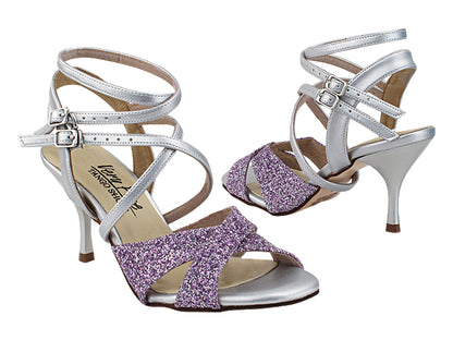 VFTango 035 Lavender Glitter &amp; Silver Leather with 2.95&quot; Slim Silver Heel (030) in the photo